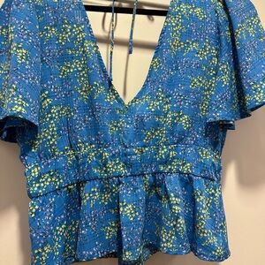 Lush Blue Floral Blouse
